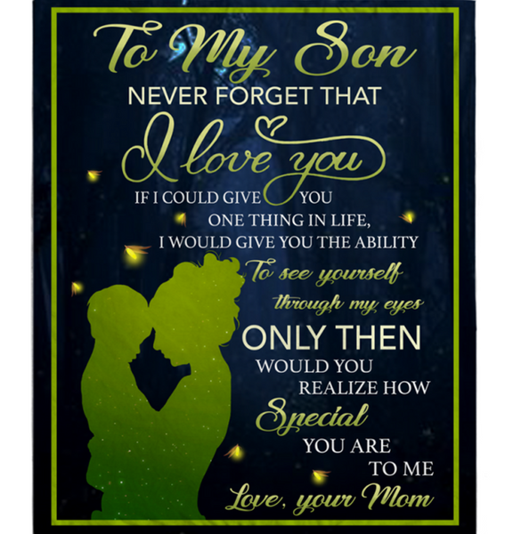 Personalized To My Son Never Forget That I Love You Blankets Gift From Mom Black Plush Fleece Blanket
