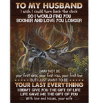 Personalized To My Husband I Wish Turn Back Clock Find You Sooner Love Longer Deer Couple Valentine's Day Gift From Wife Fleece Blanket