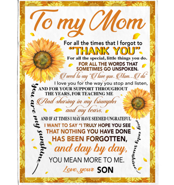 Personalized Blanket To My Mom Mom You Mean More To Me Sunflower Flee –  Myfihu