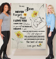 Personalized Custom Name To My Son Mom Love You Elephant Sunflower Gift Ideas Blanket