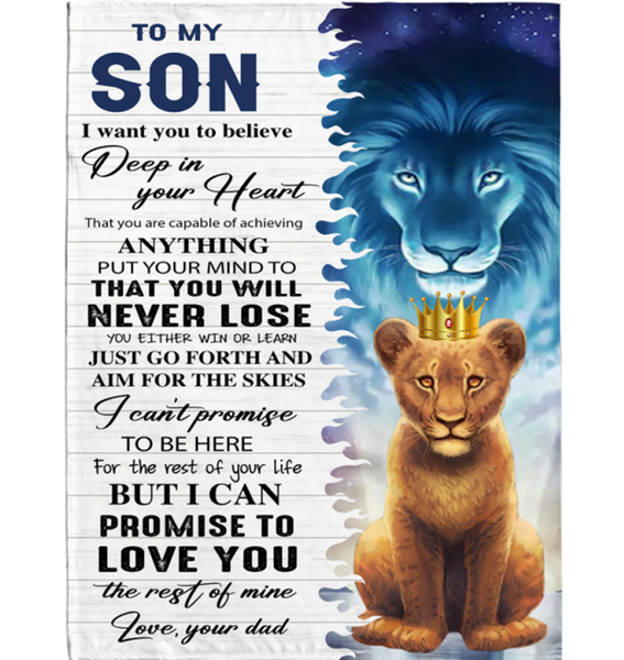 Personalized Custom Name To My Son Dad Love You Lion Gift Ideas King Blanket