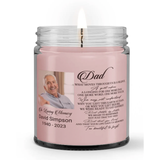 Personalized Custom Photo Name Dad Your Life Give Us Memories Loss Sympathy Condolence Candle