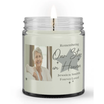 Personalized Custom Photo Name Remembering Our Star in Heaven Loss Mom Grandma Memorial Sympathy Candle