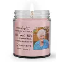 Personalized Custom Photo Name This Light Shines As A Symbol Remember Mom Grandma Loss Memorial Sympathy Candle