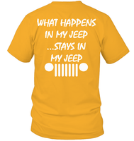 What happens in my jeep stays in my jeep tee shirt copy