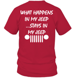 What happens in my jeep stays in my jeep tee shirt copy