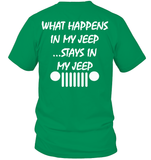 What happens in my jeep stays in my jeep tee shirt copy