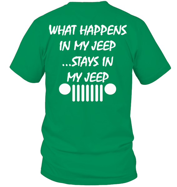 What happens in my jeep stays in my jeep tee shirt copy