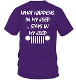 What happens in my jeep stays in my jeep tee shirt copy