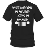 What happens in my jeep stays in my jeep tee shirt copy