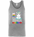 In Case Of Accident My Blood Type Is Rainbow Unicorn - Canvas Unisex Tank