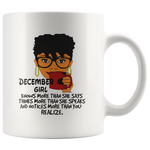 December girl knows more than she says, thinks more than she speaks birthday gift white coffee mug