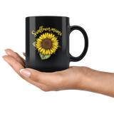 Sunflower mama, mom mother's day gift black coffee mug