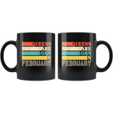 Queens are born in February vintage, birthday black gift coffee mug