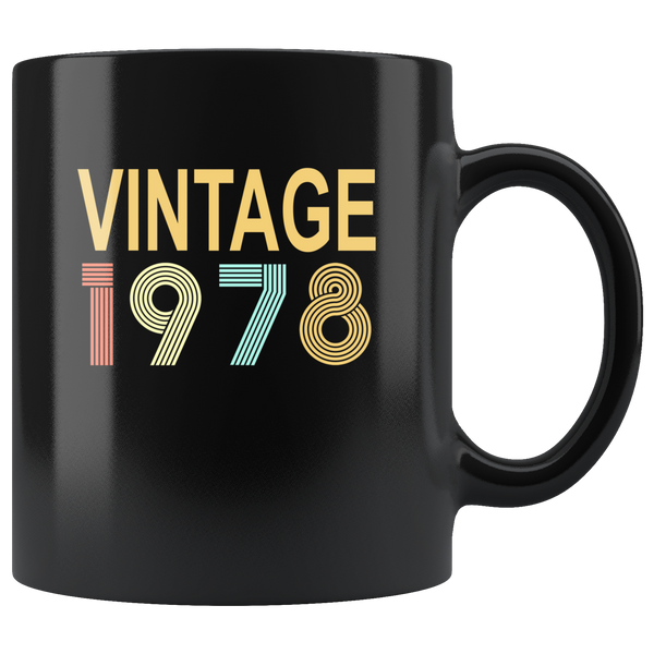 Vintage 1978, happy birthday black gift coffee mug