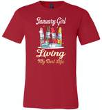 January girl living my best life lipstick birthday - Canvas Unisex USA Shirt