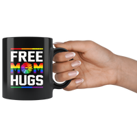 LGBT Free Mom Hugs Colorful Sunflower Rainbow Pride Black Coffee Mug