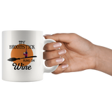 My broomstick runs on Wine halloween white coffee mug