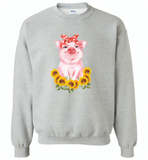 Sunflowers pig - Gildan Crewneck Sweatshirt