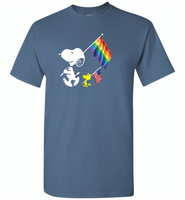 Snoopy LGBT america flag rainbow gay pride - Gildan Short Sleeve T-Shirt