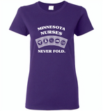 Minnesota Nurses Never Fold Play Cards - Gildan Ladies Short Sleeve
