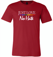 Just love no hate lgbt gay pride - Canvas Unisex USA Shirt
