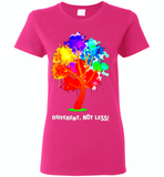 Different not less lgbt tree rainbow gay pride - Gildan Ladies Short Sleeve