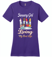 January girl living my best life lipstick birthday - Distric Made Ladies Perfect Weigh Tee
