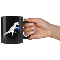 Autism Awareness Dino T Rex Dinosaur Black Coffee Mug