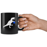 Autism Awareness Dino T Rex Dinosaur Black Coffee Mug