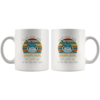 Don't mess with grandpa shark, punch you in your face vintage funny white gift coffee mug