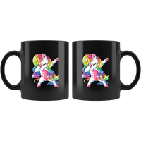 Dabbing unicorn black coffee mug