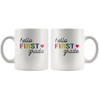 Hello first grade back to school white coffee mug