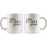 Hello first grade back to school white coffee mug