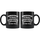 Arizona Nurses Never Fold, Play Cards Black Coffee Mug
