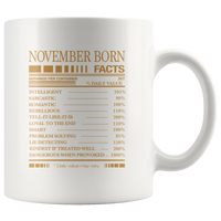 November born facts servings per container, born in November, birthday gift white coffee mug