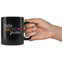 Hello second grade back to school black coffee mug