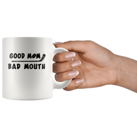 Good mom bad mouth hockey white coffee mug