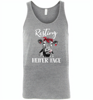 Resting heifer face cow - Canvas Unisex Tank