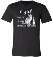 A girl her cat and wine it is beautiful thing T shirt