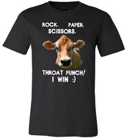 Cow rock paper scissors throat punch I win T shirt