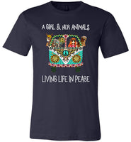 A Girl And Her Animals Living Life in Peace Tee Shirt