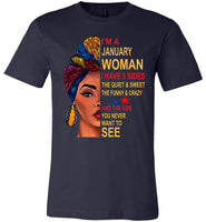 January woman three sides quiet, sweet, funny, crazy, birthday gift T shirt