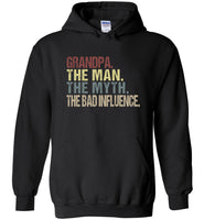 Grandpa the man the myth the bad influence vintage T-shirt, gift tee