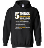 5 things about my crazy grandma, excellent marksman, shovel, anger issues, partner in crime T-shirt