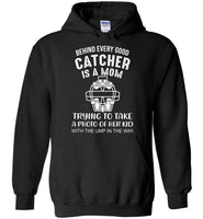 Behind a very good catcher is a mom softball mother Tee shirt