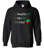 Naughty ELF, nice ELF, I tried Christmas Funny T-shirt