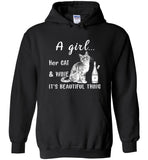 A girl her cat and wine it is beautiful thing T shirt