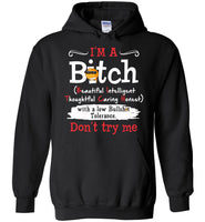 I'm A Bitch Beautiful Intelligent Thoughtful Caring Honest Low Bullshit Tolerance Don't Try Me Emoji T Shirt