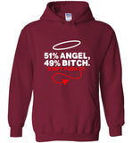 51% Angel 49% Bitch Do Not Push It Tee Shirt Hoodie